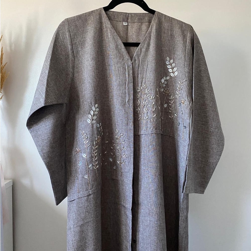 Gray Beaded Abaya